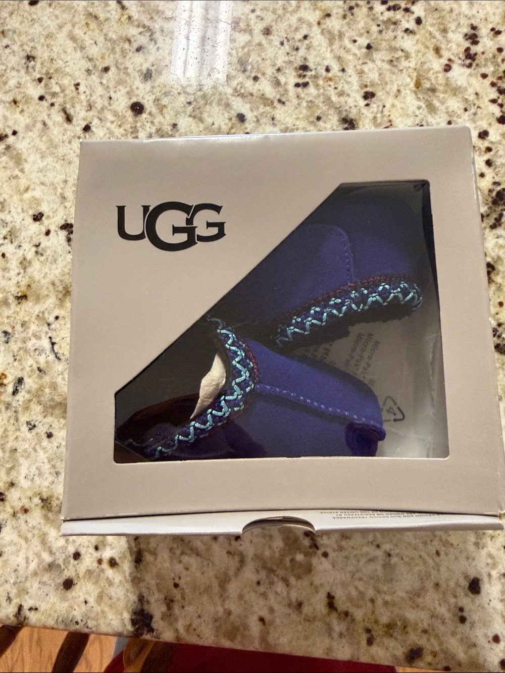 UGG Kids Purple Slip-On Booties with Teal Accent Stitching